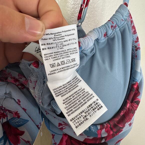 J Crew Ruched Side Tie Tulle Floral Print One Piece Swimsuit US Women's 20 Plus - Picture 6 of 7